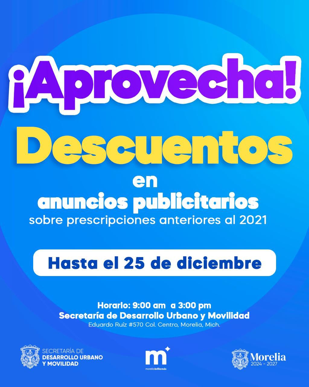 Gobierno de Morelia ofrece descuentos de hasta 100% para regularizar anuncios publicitarios